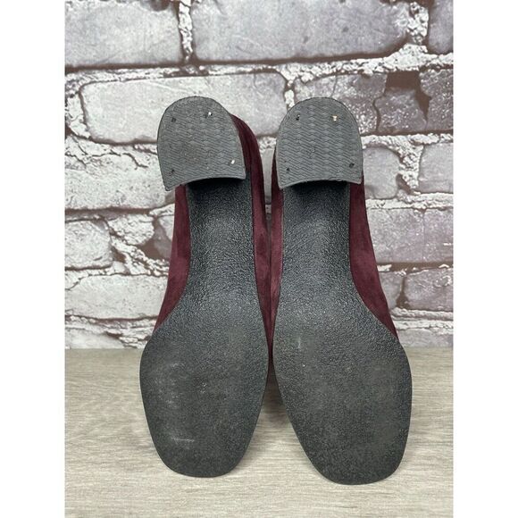 David Aaron Burgundy Maroon Suede Leather Round High Heels Women Sz 6.5M US/37EU - Picture 8 of 16